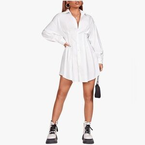 Crisp White Women's Mini Shirt Dress